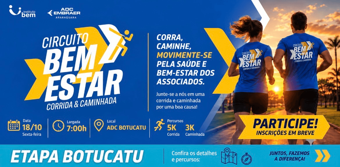Imagem de divulgação: Circuito Bem Estar - Corrida e Caminhada ADC Embraer