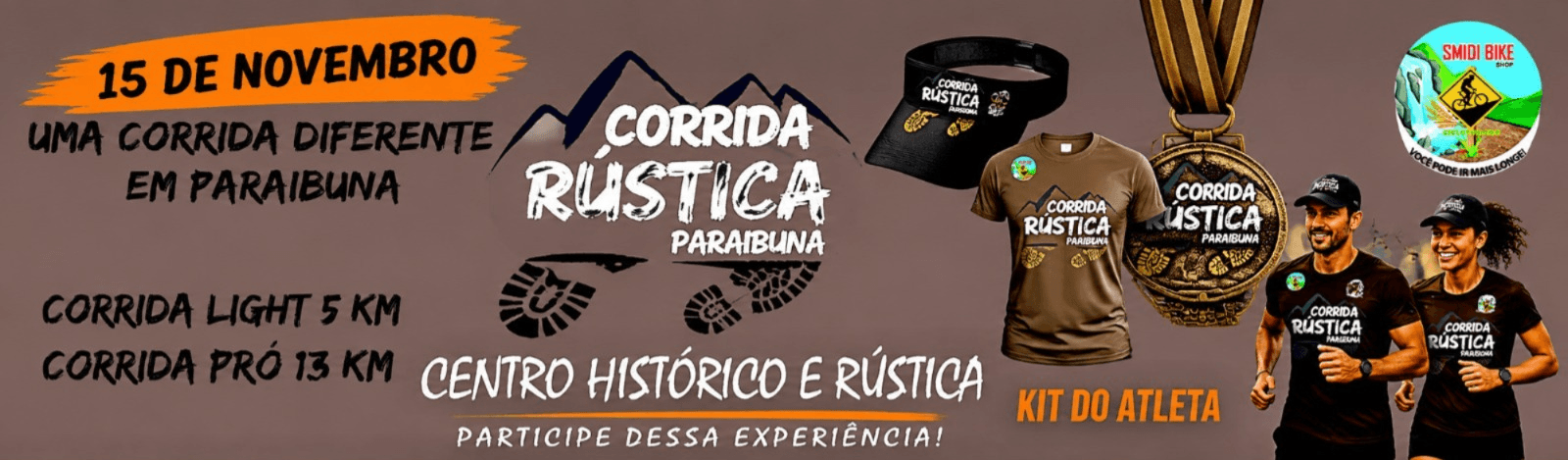 Imagem de divulgação: 1ª Corrida Rústica Paraibuna Smidi Bike Cicloturismo