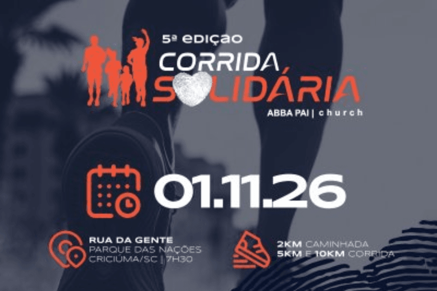Imagem de divulgação: 5ª Edição Corrida Solidária Abba Pai Church