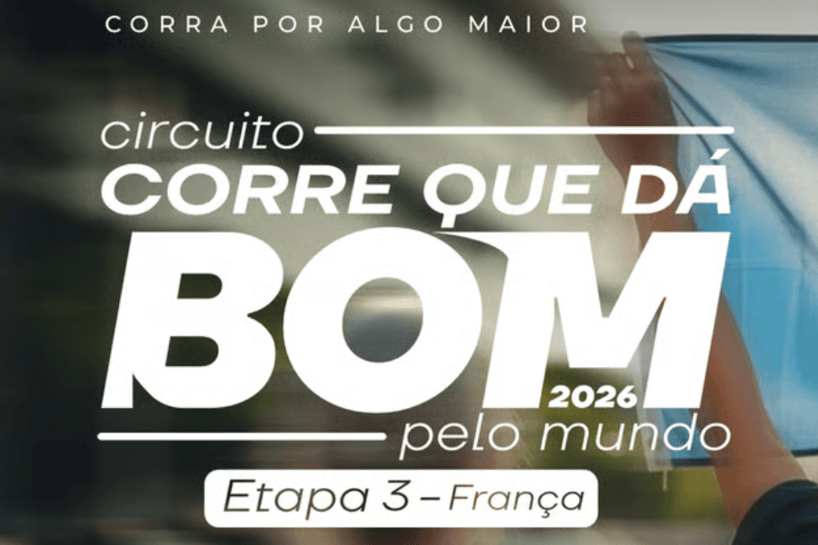 Imagem de divulgação: Corre Que da Bom Pelo Mundo Etapa França
