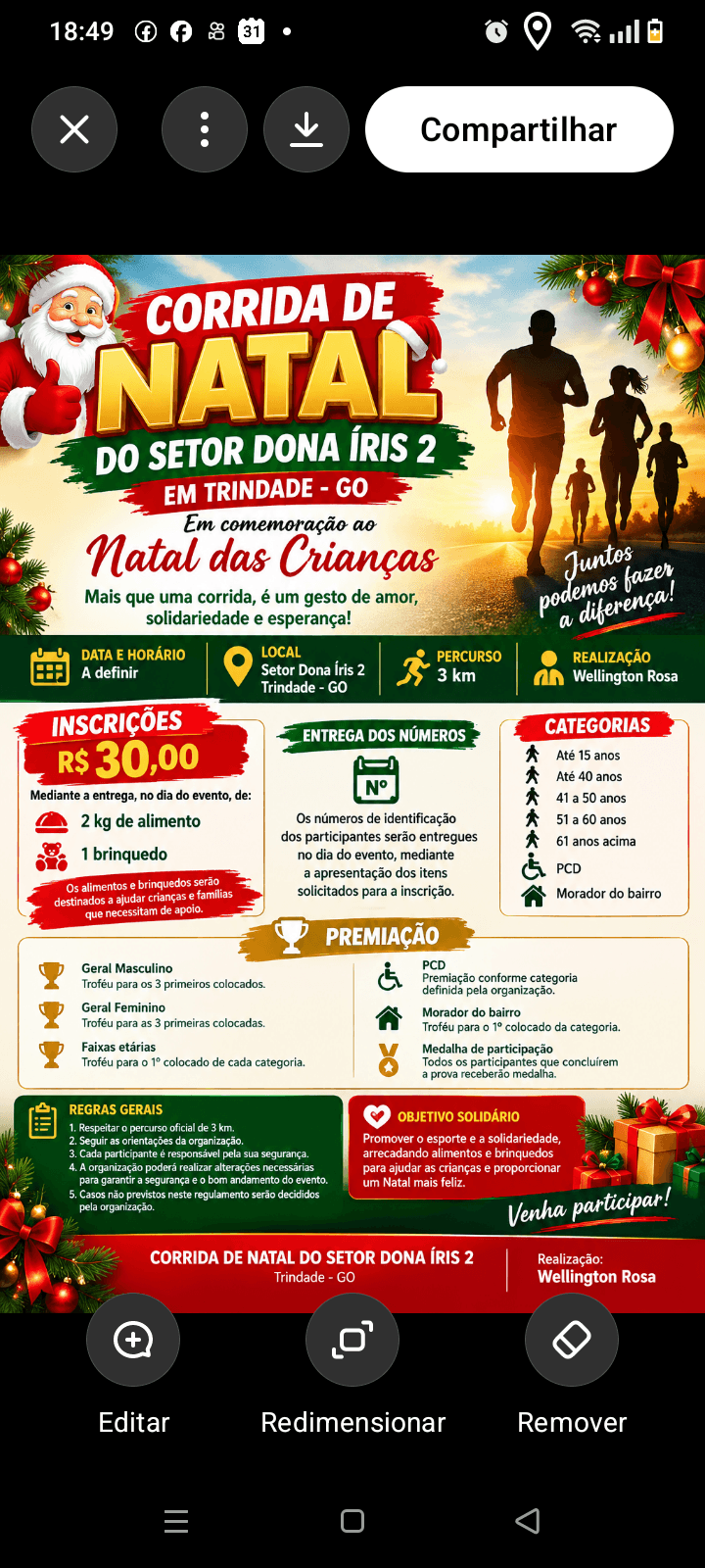 Imagem de divulgação: Corrida natal trindade