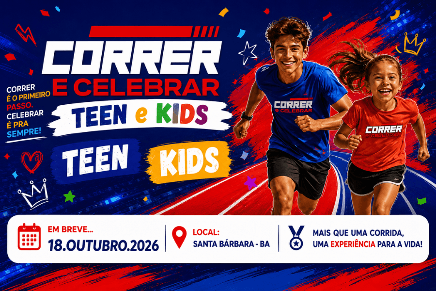 Imagem de divulgação: Correr e Celebrar Teen e Kids