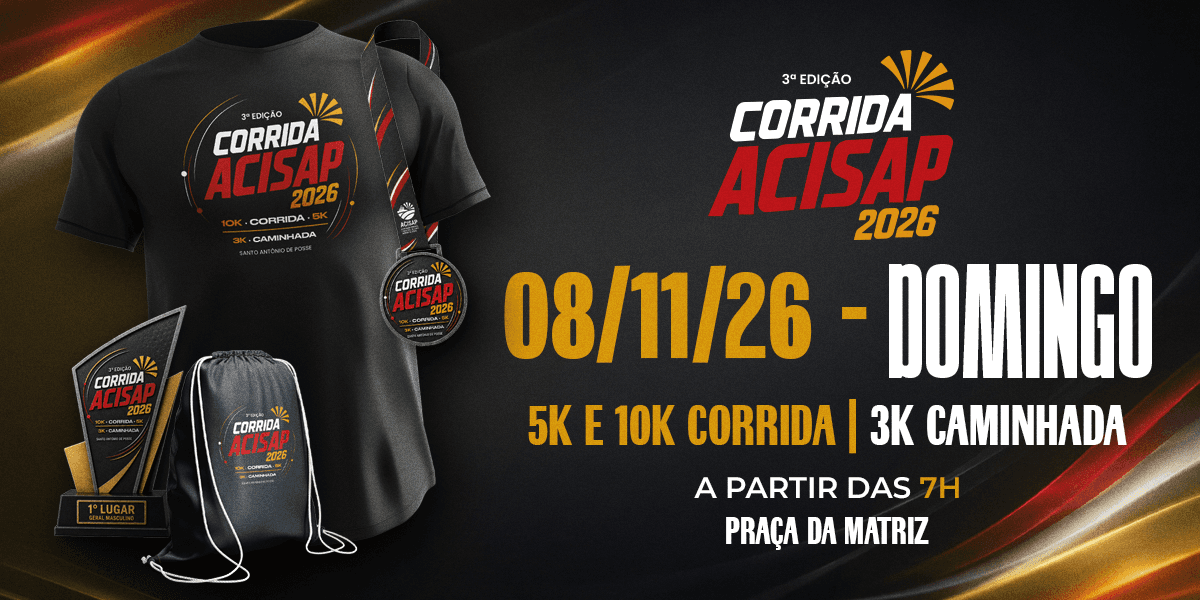 Imagem de divulgação: 3ª Corrida e Caminhada Acisap de Santo Antônio de Posse - 5k 10k - 2026
