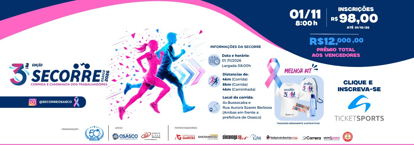 Imagem de divulgação: 3ª Edição Secorre 2026 Cuide-se! - Corrida e Caminhada dos Trabalhadores