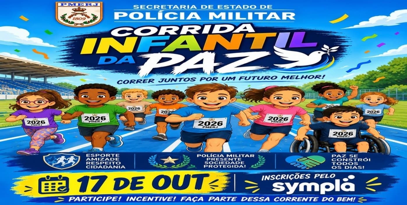 Imagem de divulgação: Corrida Infantil da Paz/pmerj 2026