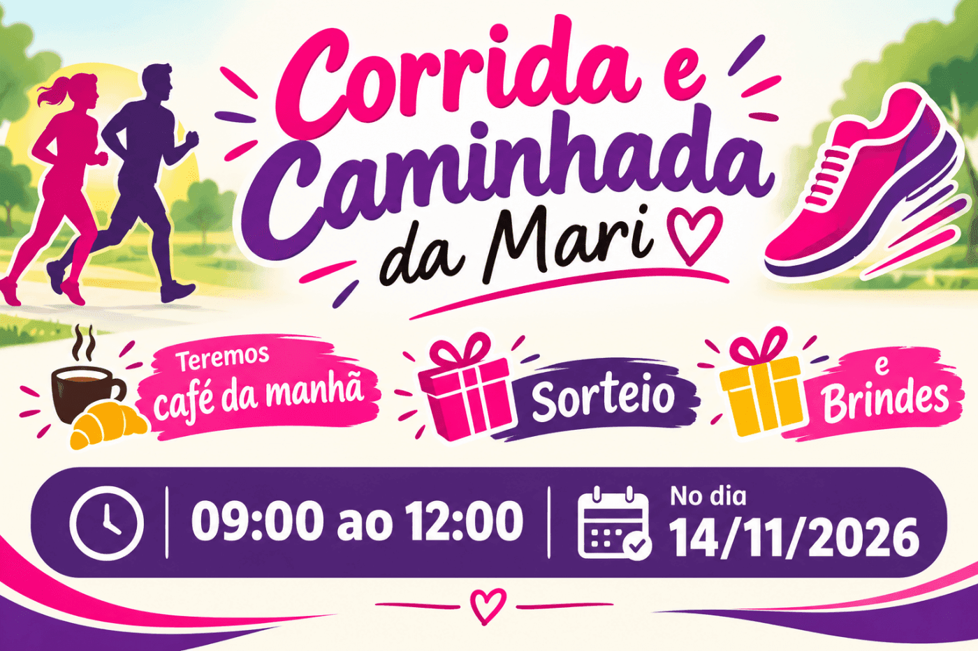Imagem de divulgação: Corrida e caminhada da Mari