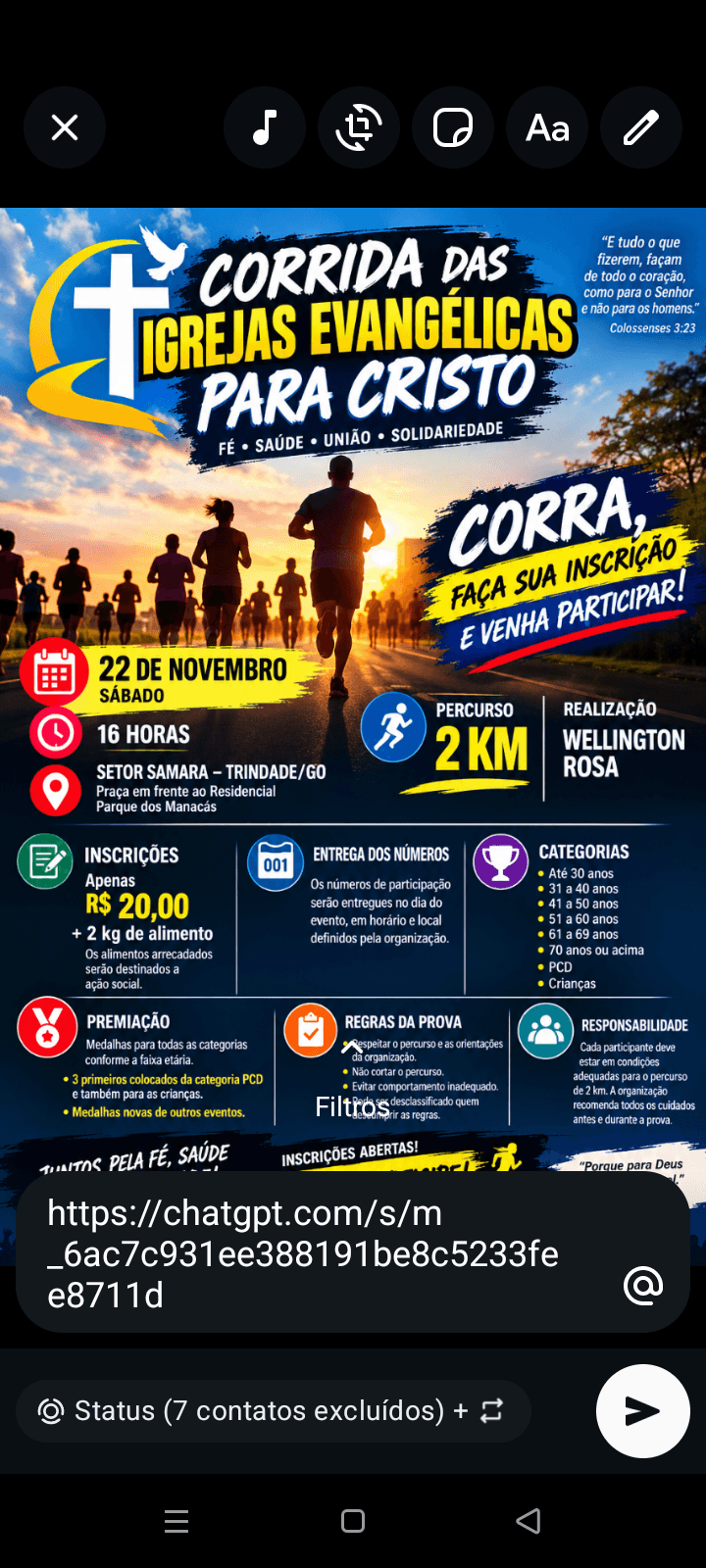 Imagem de divulgação: Corrida igreja evangélica trindade