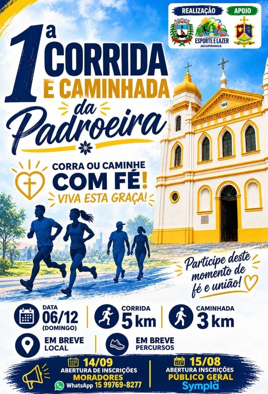 Imagem de divulgação: 1ª Corrida e Caminhada da Padroeira - Jacupiranga Sp