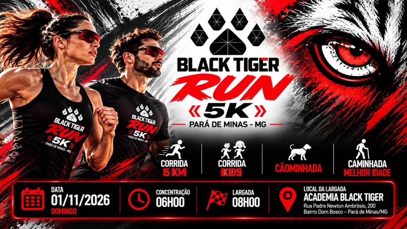 Imagem de divulgação: Black Tiger Run 5k - Pará de Minas - 01/11/2026