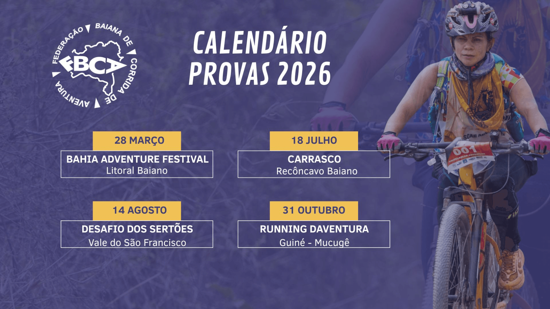 Imagem de divulgação: Federação de Atletas Fbca 2026