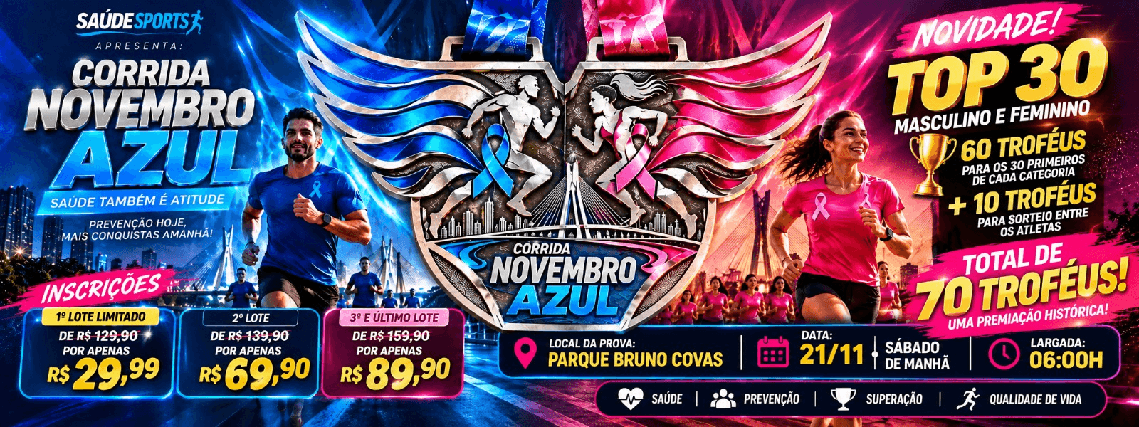 Imagem de divulgação: Outubro Rosa e Novembro Azul