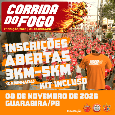 Imagem de divulgação: 2ª Corrida do Fogo Cbmpb-gba